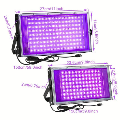 Four-Pack Rectangular UV Black-Light Panels with 144-LED Checkout Label, USB Cables and Adjustable Brackets