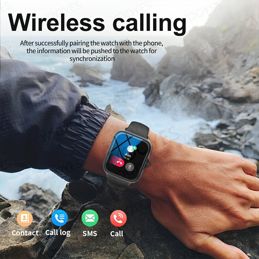 Smart Watch Square Display with Wireless Calling, 100+ Sport Modes and Black or Silver Band Options