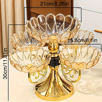 Five-Tier Rotating Fruit Plate Set with Round Multi-Layer Bowls for Snacks, Candy or Dessert Display