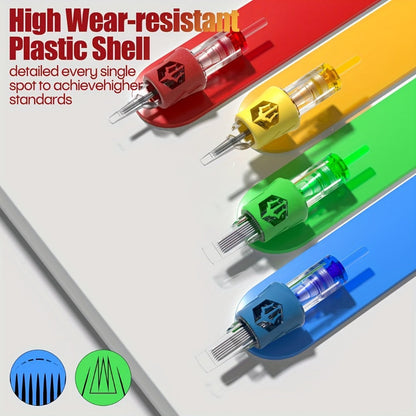 Tattoo Cartridge Needles 50pcs Poseidon V4 Mixed Assorted RL RS RM Magnum Curved Mag Anti-Backflow Membrane Sterile Disposable for Tattoo Pen Machine Lining Shading