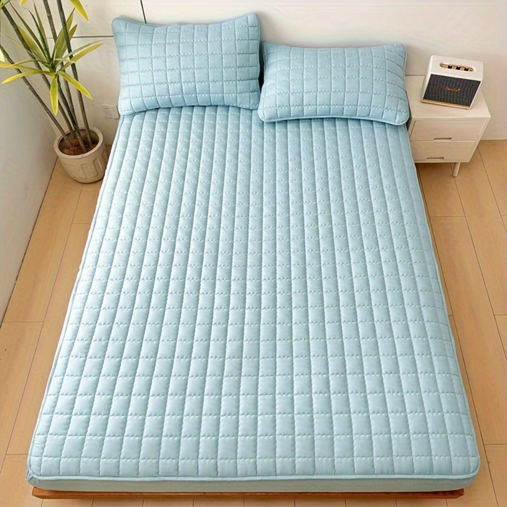 Channel-Quilted Fitted Mattress Protector in Six Colors and Full, Queen or King Size Options