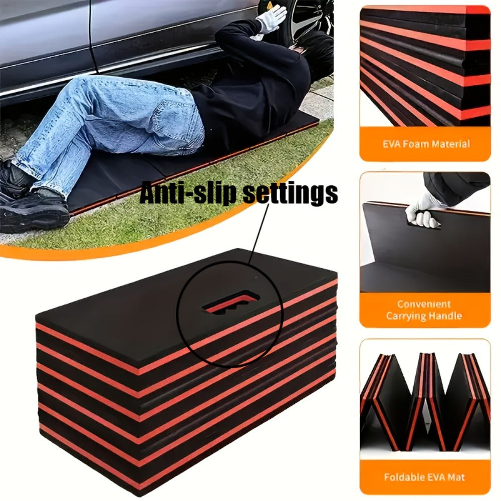 EVA Kneeling Pad Car Repair Work Mat – Foldable Waterproof Thermal Insulation Pad for Mechanic, Camping & Hiking, Lightweight Ergonomic Design, Single or 2-Pack