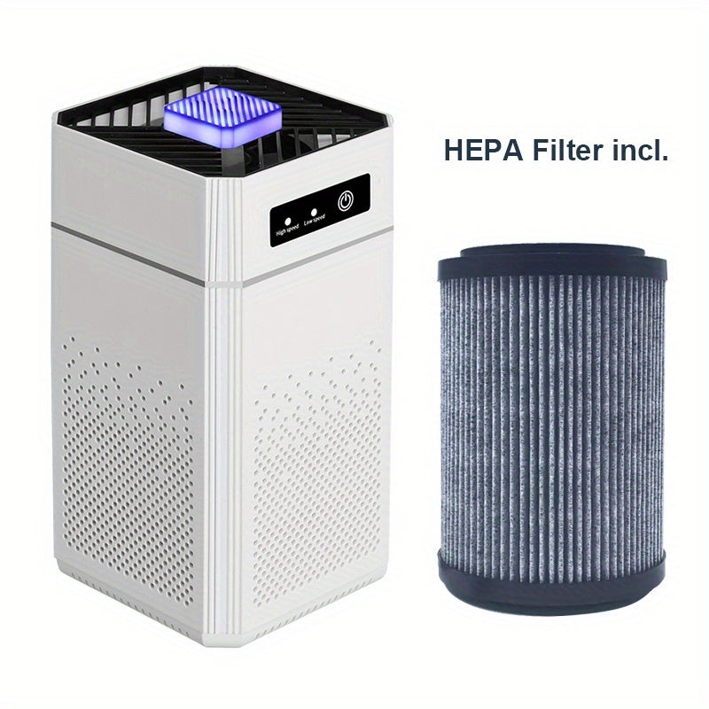 Portable Negative Ion Air Purifier with HEPA Filter, USB Powered Desktop Air Cleaner Removes Odors Dust Smoke Pollen, 51-150 m³/h Airflow, Compact Air Purifier for Bedroom Office Car Travel