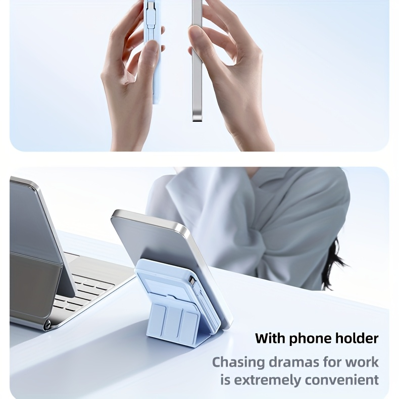 10000mAh Mobile Power, 22.W Magnetic Charging Treasure, Comes with Convenient Dual Cable, with LED Power Display, Stand Mobile Power, Can Charge 5 Devices At The Same Time, Comes with Stand, Can Be On The Plane