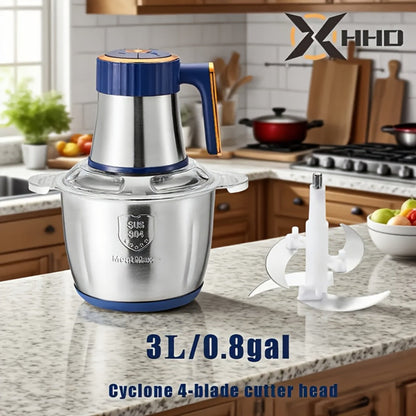 Electric Food Chopper with Top-Motor Design and 2L, 3L or 5L Bowls in Blue or Green Options