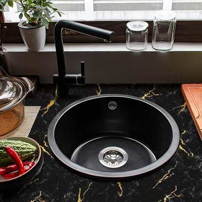 Black Marble Peel-and-Stick Contact Paper, 23.62 by 196.85 Inches, with Gold Vein Pattern for Furniture