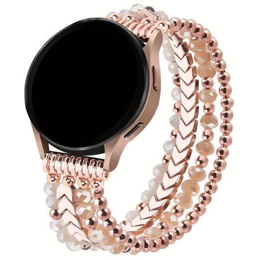 Watch Band with Elastic Arrow Beads in Pink, Silvery Gray or Gold for Listed Samsung Galaxy Watch Models