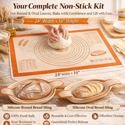 Sourdough Bread Proofing Basket Set 9 & 10 Inch - Banneton Bread Basket Kit with Danish Dough Whisk, Bread Lame, Dough Scrapers, Cooking Brush & Linen Liners