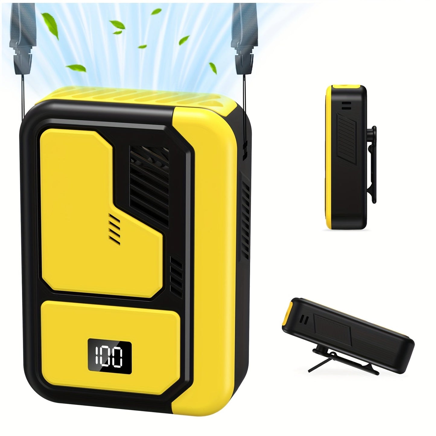 Portable Fan 3000mAh Three-Speed Desk, Neck and Waist Model with USB Charging and Three Color Options