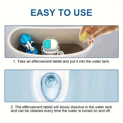 Toilet Cleaning Tablets Effervescent Lemon Scent 12/24pcs - Multi-Functional Toilet Bowl Cleaner Tablets, Stubborn Stain Remover & Deodorizer, Flushable Toilet Cleaner for Deep Clean & Fresh Bathroom
