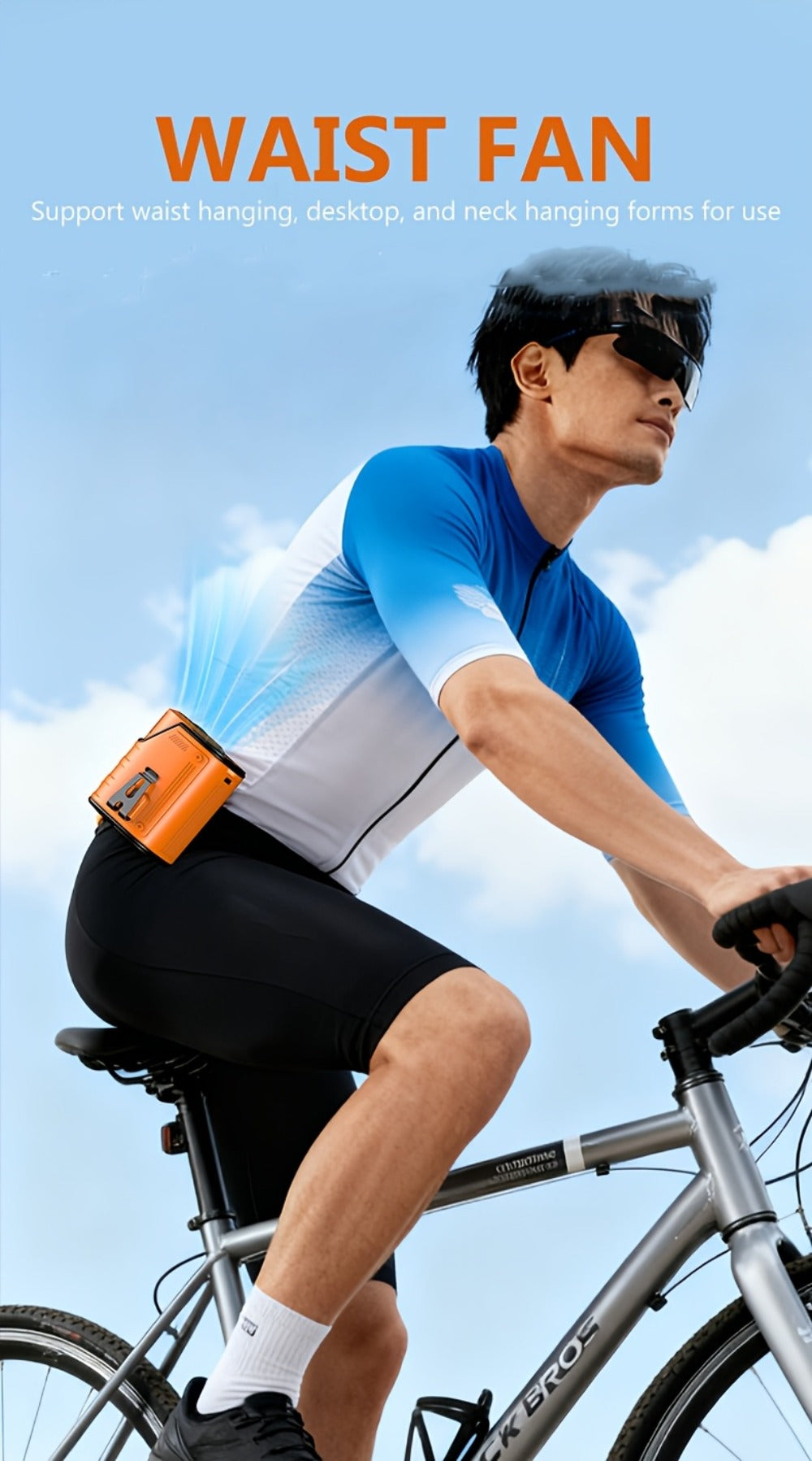Portable Fan, 3600mAh Three-in-One Waist Clip Model with Adjustable Speeds, LED Flashlight and Digital Display