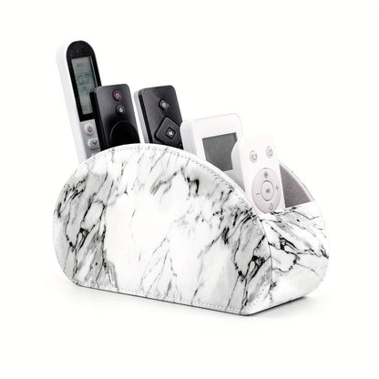 Five-Compartment PU Leather Remote Control and Desk Organizer Caddy with Nine Color and Print Options