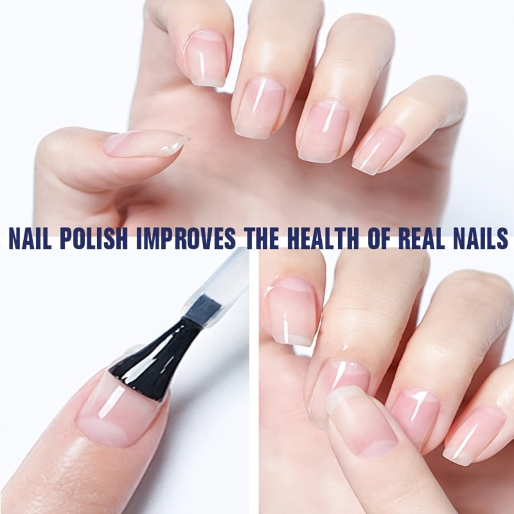 Three-Piece Keratin-Labeled Nail Care Gloss Set in Clear Bottles for Fingernail and Toenail Application