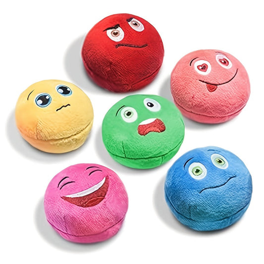 Dog Toy 6-Pack Multicolor Soft Stuffed Plush Balls with Built-In Squeakers for Puppies and Small Dogs