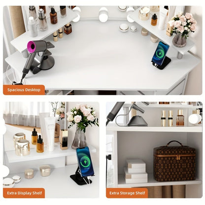 42-Inch Makeup Vanity Desk with Charging Station, Vanity Table with Storage detail image - detail view 13
