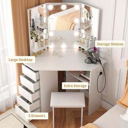 42-Inch Makeup Vanity Desk with Charging Station, Vanity Table with Storage detail image