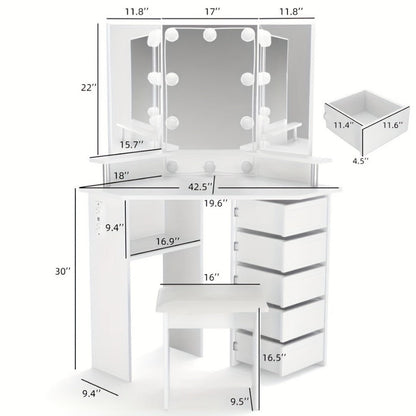 42-Inch Makeup Vanity Desk with Charging Station, Vanity Table with Storage detail image - detail view 7