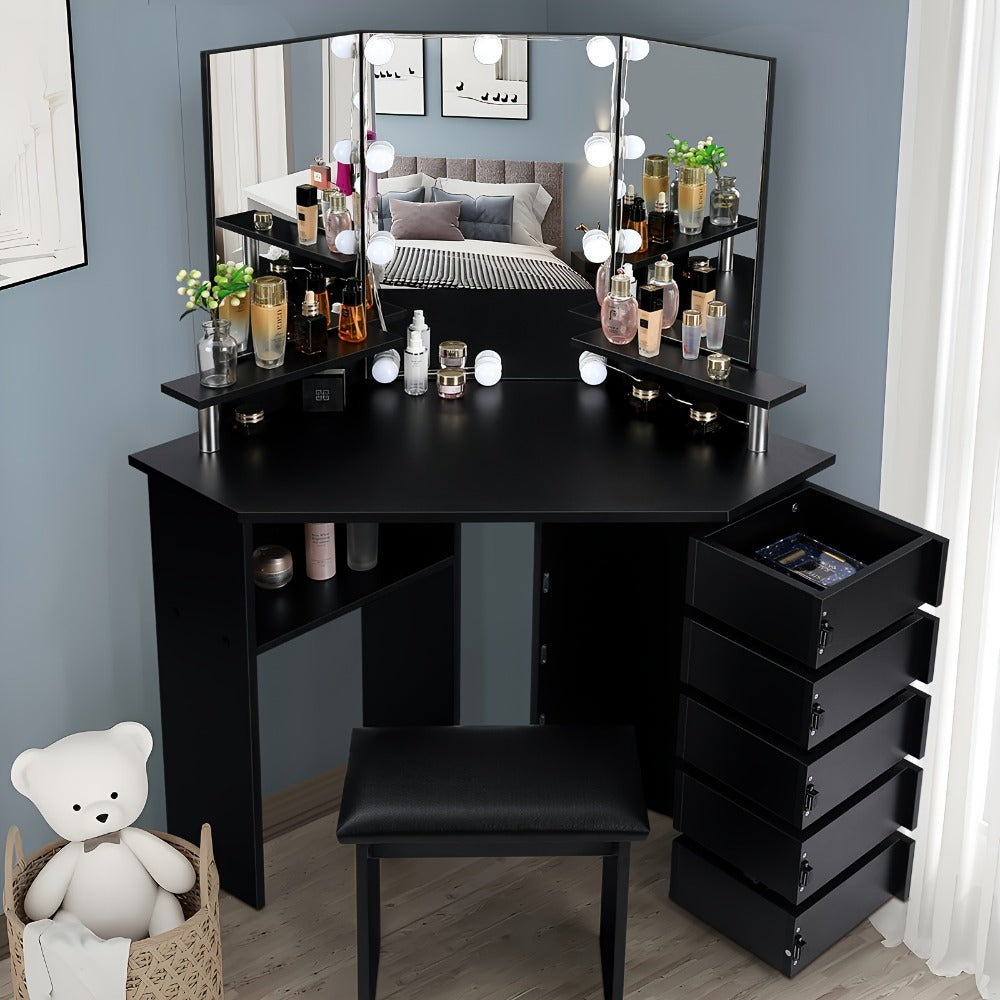 42-Inch Makeup Vanity Desk with Charging Station, Vanity Table with Storage detail image - detail view 8