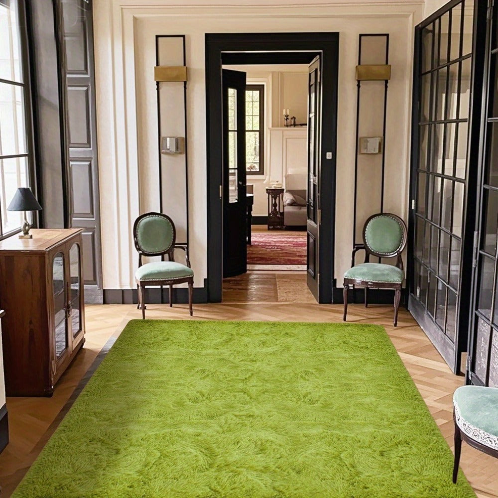 Area Rug Fluffy Faux-Fur Shag in Solid, Tie-Dye and Ombre Colors with Six Retained Room Sizes