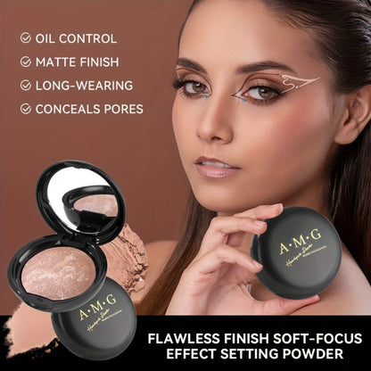 Marbled Pressed Powder Foundation Compact with Mirror in Six Shade Labels from Rose to Sand