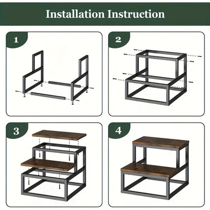Fixed Two-Tier Metal Frame Step Stool, Approximately 15.7 x 15.7 x 13.2 Inches in Three Finishes