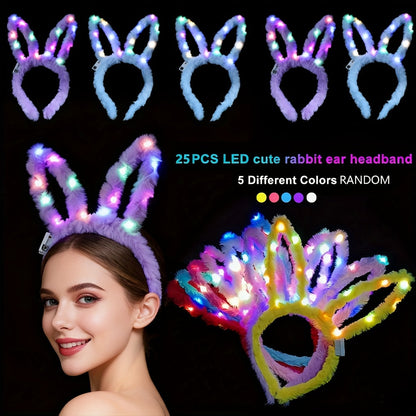 LED Bunny Ear Headbands 25-Pack for Parties, Celebrations and Guest Favors, with the Listed Configuration