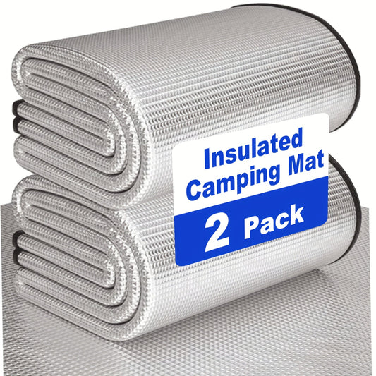 Insulated Camping Mat 2-Pack Aluminum Foil EPE Foam Foldable Moisture-Proof Outdoor Picnic Mat 78x39in – Portable Lightweight All-Season Ground Pad