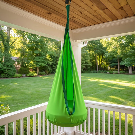 Hanging Hammock Chair with Inflatable Pillow & Storage Pocket – Indoor Outdoor Swing Chair, Max Load 264 lbs, Woven Nylon, Includes Straps & Screws, 4 Colors Available