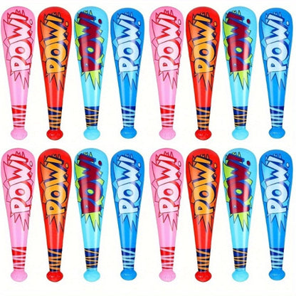 Inflatable Cheering Bat Party Supplies Set with 16 Cartoon-Print Props in Mixed Colors for Events