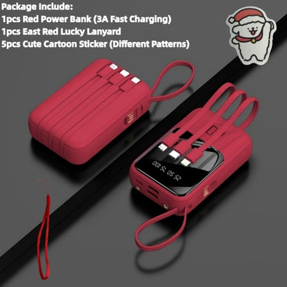 Power Bank 10000mAh Mini with Built-In Cable Set, 5W/15W/22.5W Options, Display and LED Light