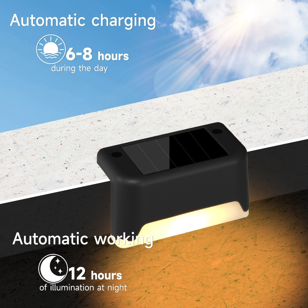 Solar Step Lights IP65 Waterproof – LED Deck Lights for Outdoor Stairs, Fence & Pathway, Auto On/Off Dusk to Dawn, 12-Hour Night Lighting for Garden, Patio, Driveway & Commercial Spaces