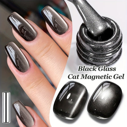 Gel Nail Polish in 10ml Black Magnetic Cat-Eye with Glass-Bead Shimmer, BGC01 or MY49 for Shimmer Art