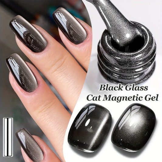 Gel Nail Polish in 10ml Black Magnetic Cat-Eye with Glass-Bead Shimmer, BGC01 or MY49 for Shimmer Art
