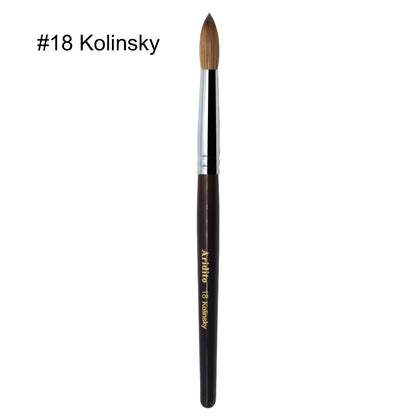 Red-Wine Handle Acrylic Nail Brush in Exact Checkout Sizes #8, #10, #12, #14, #16 or #18 with Pictured Round Tip