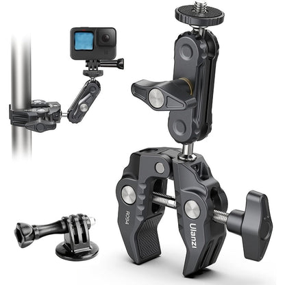 ULANZI Super Clamp 360° Ballhead Magic Arm Double Ball Head Camera Mount with 1/4"-20 & 3/8"-16 Thread for Canon Nikon DSLR, Action Camera, LED Lights, DJI Ronin & Freefly MOVI