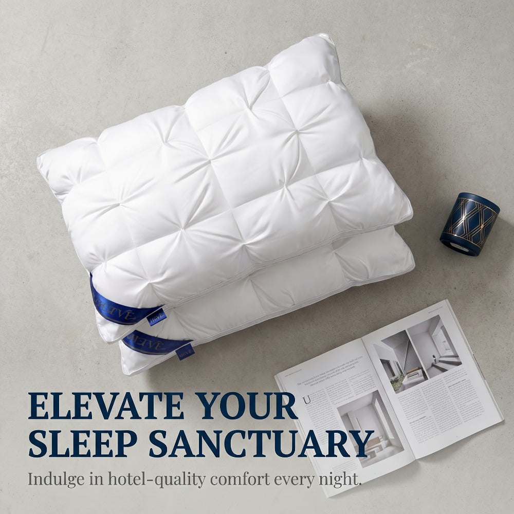 Two-Piece Bed Pillow Set in Six Colors and Queen or King Checkout Sizes for Bedroom Use for Home and Everyday Use