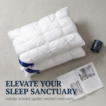 Two-Piece Bed Pillow Set in Six Colors and Queen or King Checkout Sizes for Bedroom Use for Home and Everyday Use