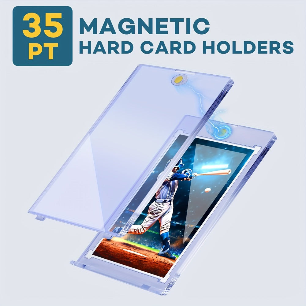 Magnetic Card Holders 35pt One-Touch Hard Case for Trading Cards – Sports Baseball Pokemon TCG Card Protector Sleeves Bulk Pack 5 30 60pcs Collector Gift