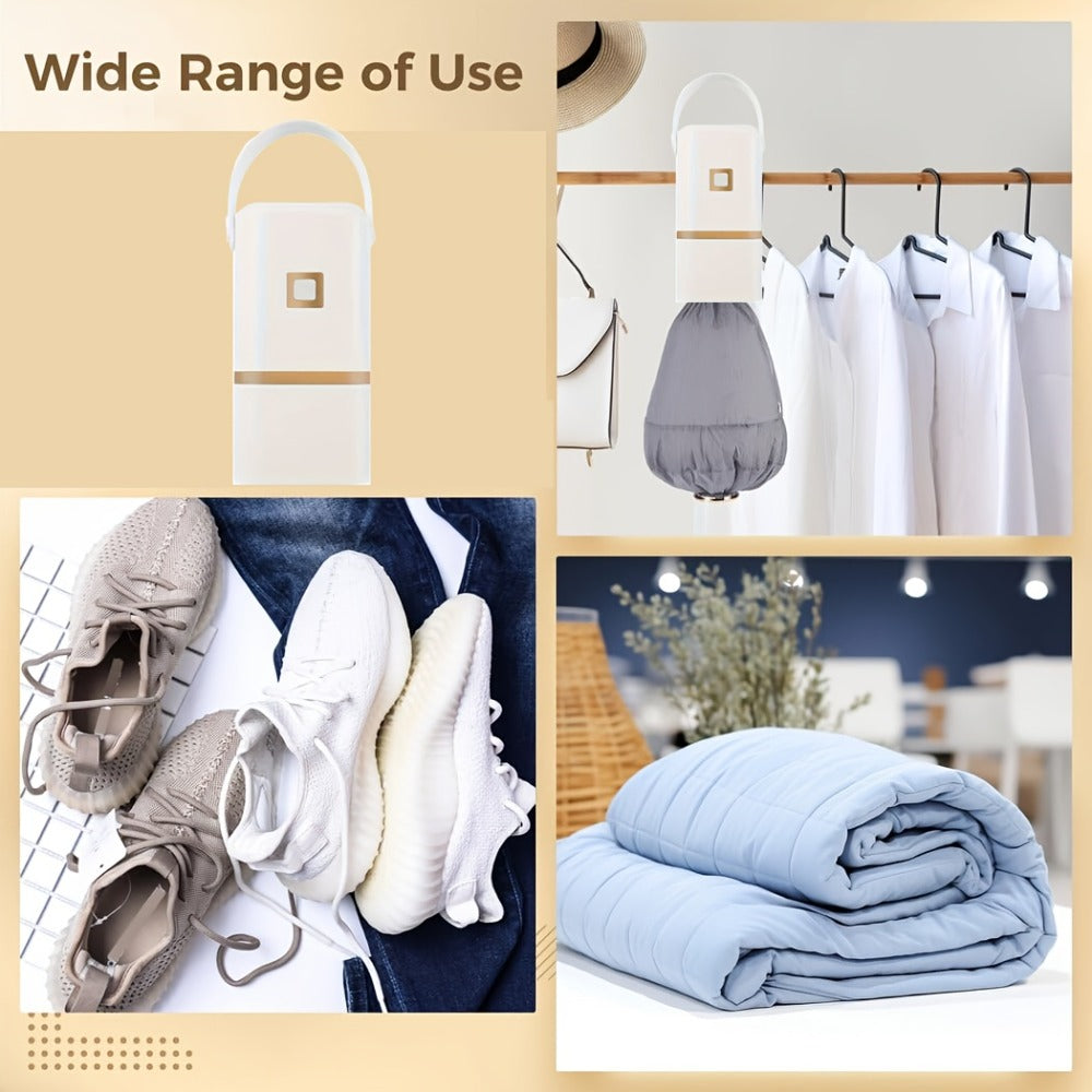 Travel Clothes Dryer with Fold-Out Fabric Bag, One-Piece Checkout Configuration and Hanging Strap