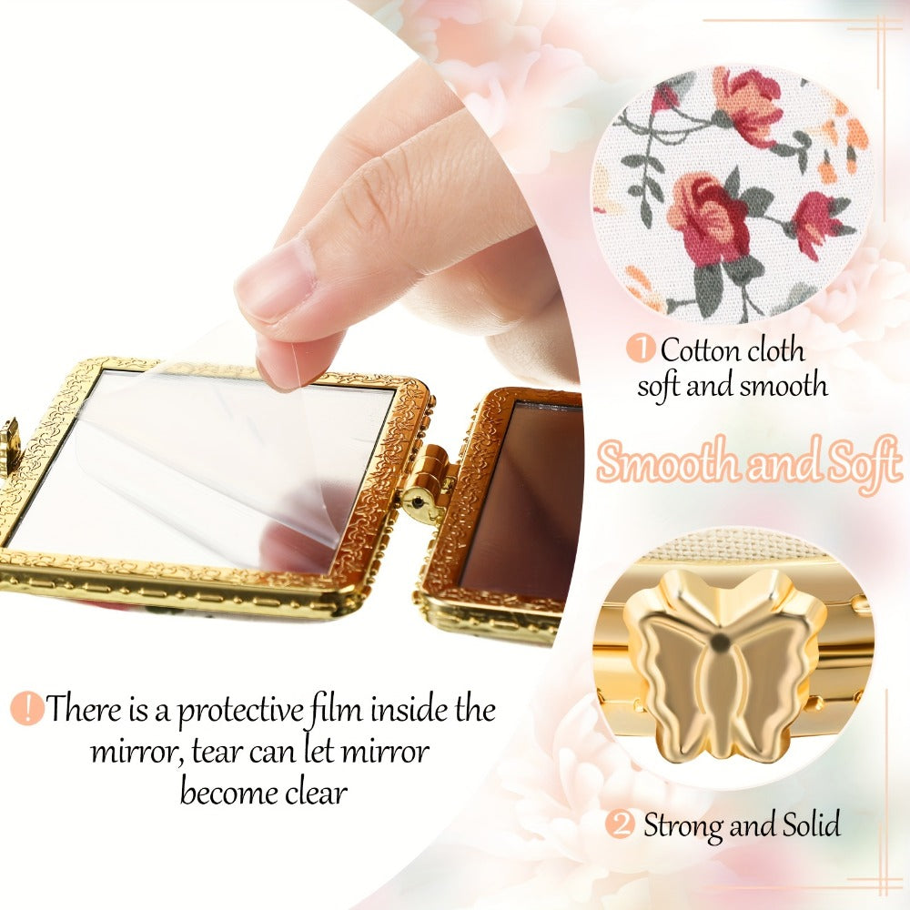 Bulk Compact Mirrors 48 Pack - Floral Pocket Mirror for Purse, Retro Folding Travel Mirror for Women & Girls, Flower Design Mini Makeup Mirror, Party Favor Gift Set, Vivid Style Assorted