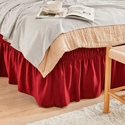 Ruffled Bed Skirt with Adjustable Elastic - Twin Full Queen King, 15-Inch Drop, Machine Washable, 30 Colors