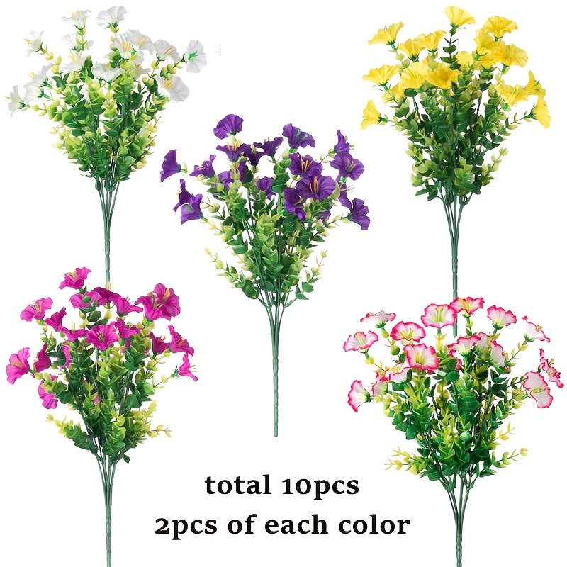 Artificial Flowers 10-Bundle Pink Morning Glory Set for Porch, Planter, Window Box and Home Decor
