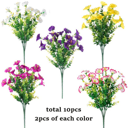 Artificial Flowers 10-Bundle Pink Morning Glory Set for Porch, Planter, Window Box and Home Decor