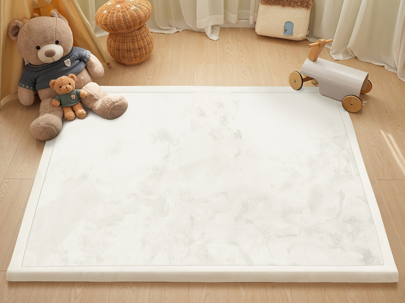 Padded Tatami-Style Area Rug in Six Solid Colors with 50-Inch Square to 79 x 118-Inch Sizes
