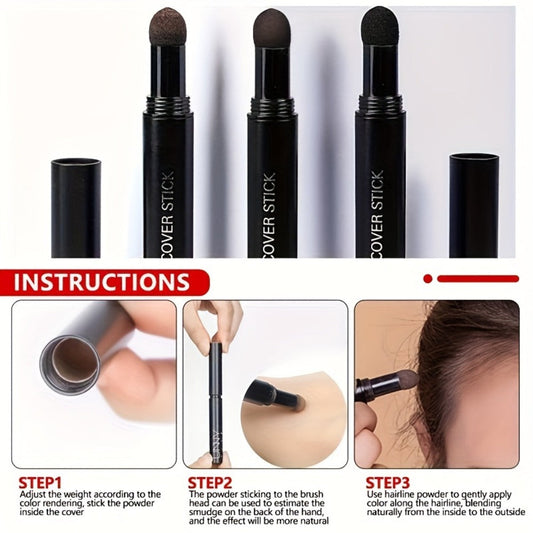 Hairline Powder Stick Set 4pcs — Hair Shadow for Thinning Hair & Receding Hairline, Bald Spot Concealer, Eyebrow Filler, Nose Contour & Forehead Shadow, Sweat Resistant Natural Matte Finish Women Men