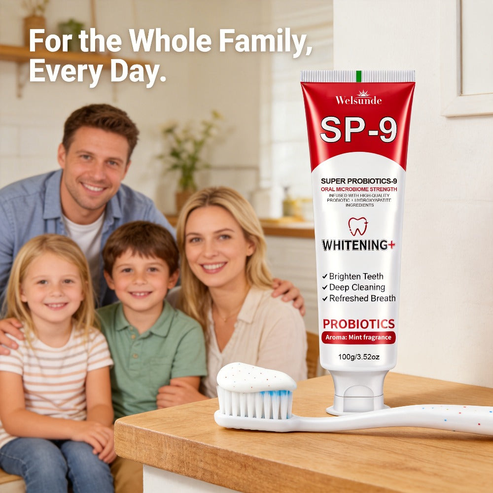 100g Mint SP-9 Toothpaste Tube with Probiotics Complex and Hydroxyapatite Highlighted on Label