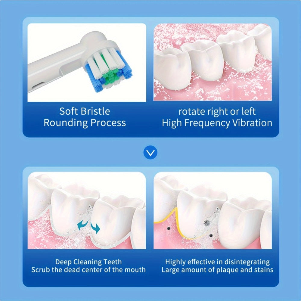 Electric Toothbrush with Three Modes, Four Round Brush Heads, 600mAh Battery, Smart Timer and IPX7 Rating