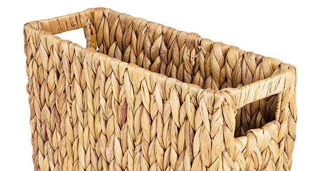 Magazine Holder Basket - Hand Woven Water Hyacinth Wicker Organizer for Bathroom, Office, Living Room, Bedroom Storage & Boho Home Decor, 15x6x10in