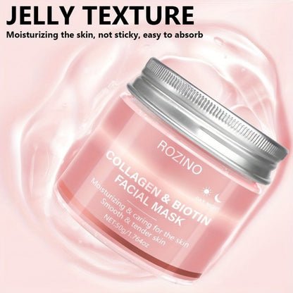 Biotin Collagen Face Mask 50g, Hydrating Anti-Aging Skin Firming Mask, Day & Night Brightening Treatment, Smooths Wrinkles & Plumps Skin for Youthful Radiant Complexion – Ideal Skincare Gift for Women