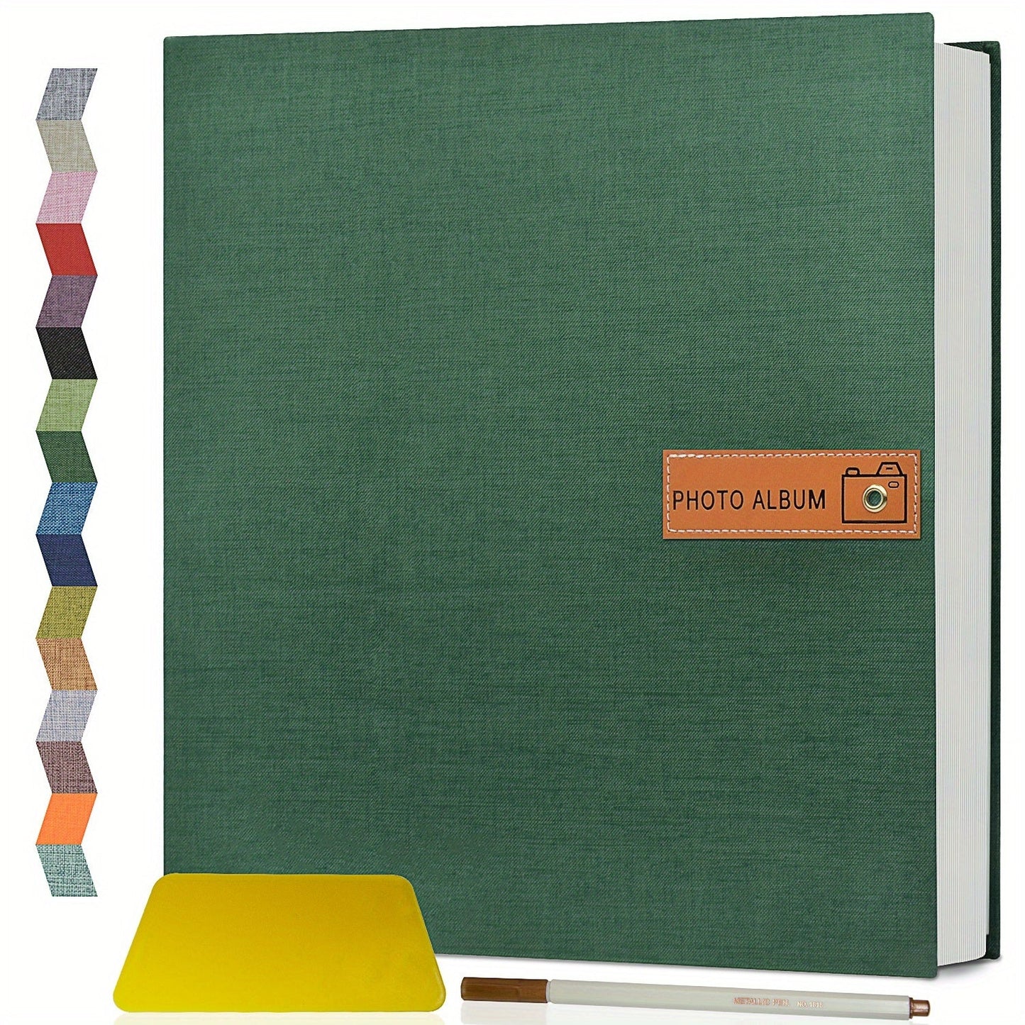 Self-Adhesive Linen Photo Album with 40- or 60-Page Options, Two Cover Sizes, Metal Pen and 12 Colors